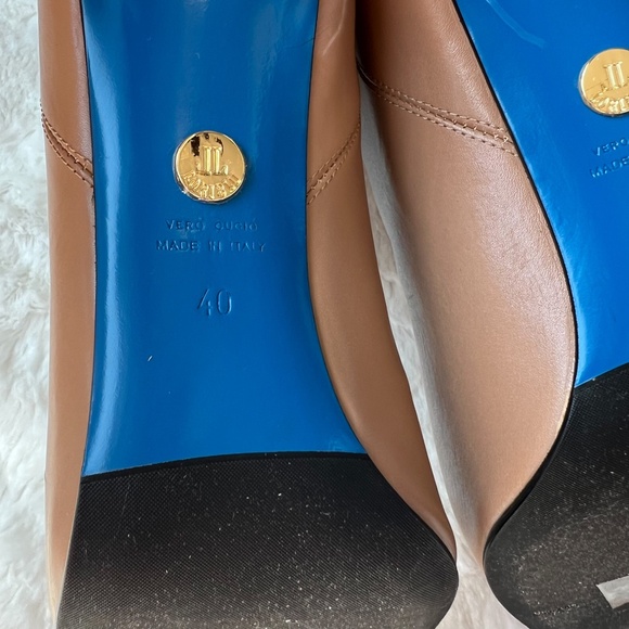 $725 Loriblu Made In Italy Camel Taupe Knee High Boots High Heel Pointy Toe 40IT - Picture 10 of 15